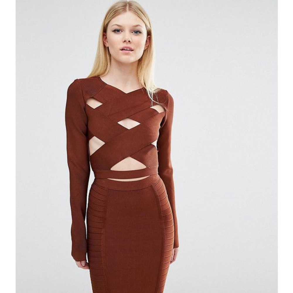 True Decadence Petite Wrap Front Bandage Crop Top